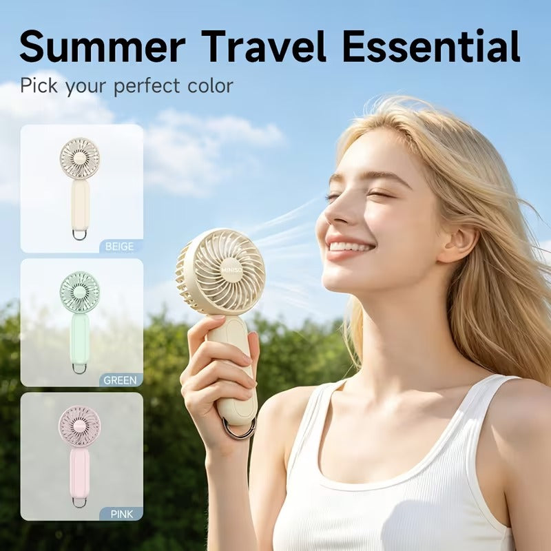 3-Speed Rechargeable Battery Handheld Fan with Carabiner Clip, Desktop And Personal Use for Outdoor, Travel, Camping, Hiking, Makeup, Gifts for Girlfriend Or Boyfriend