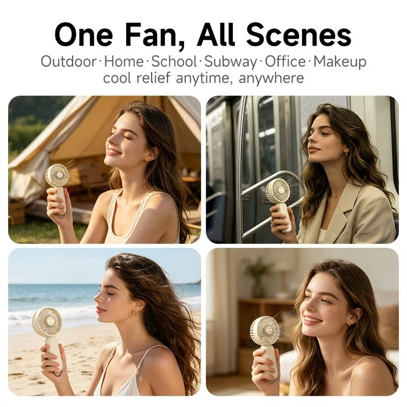 3-Speed Rechargeable Battery Handheld Fan with Carabiner Clip, Desktop And Personal Use for Outdoor, Travel, Camping, Hiking, Makeup, Gifts for Girlfriend Or Boyfriend