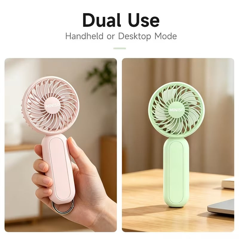 3-Speed Rechargeable Battery Handheld Fan with Carabiner Clip, Desktop And Personal Use for Outdoor, Travel, Camping, Hiking, Makeup, Gifts for Girlfriend Or Boyfriend