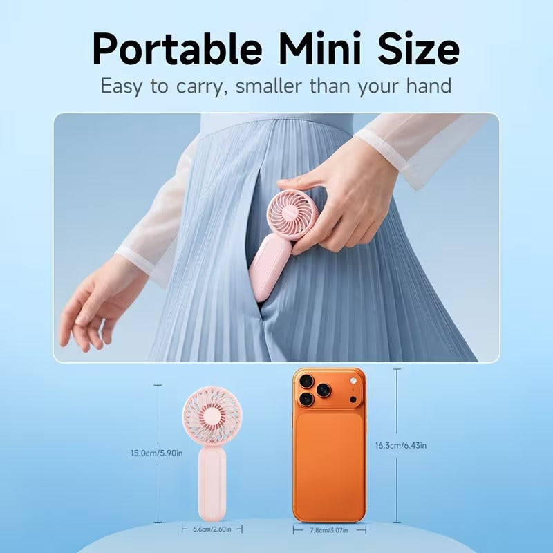3-Speed Rechargeable Battery Handheld Fan with Carabiner Clip, Desktop And Personal Use for Outdoor, Travel, Camping, Hiking, Makeup, Gifts for Girlfriend Or Boyfriend