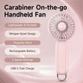 3-Speed Rechargeable Battery Handheld Fan with Carabiner Clip, Desktop And Personal Use for Outdoor, Travel, Camping, Hiking, Makeup, Gifts for Girlfriend Or Boyfriend
