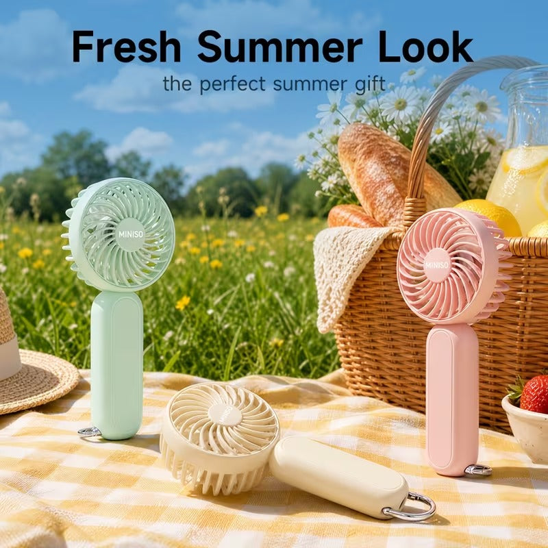 3-Speed Rechargeable Battery Handheld Fan with Carabiner Clip, Desktop And Personal Use for Outdoor, Travel, Camping, Hiking, Makeup, Gifts for Girlfriend Or Boyfriend