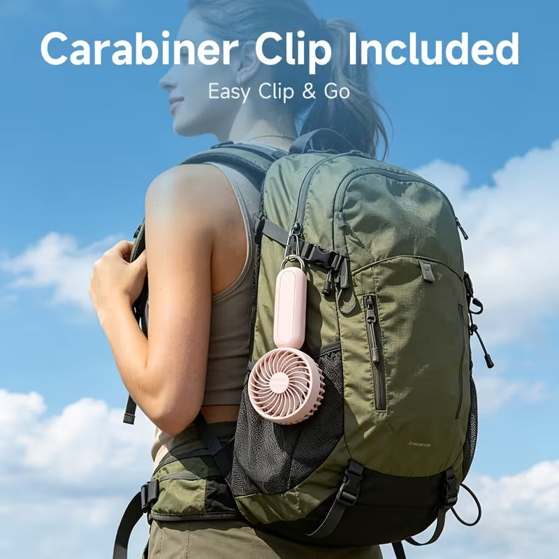 3-Speed Rechargeable Battery Handheld Fan with Carabiner Clip, Desktop And Personal Use for Outdoor, Travel, Camping, Hiking, Makeup, Gifts for Girlfriend Or Boyfriend